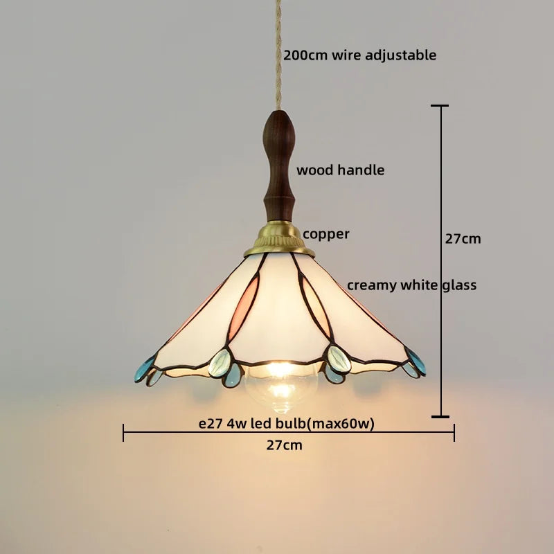 Axyaa Modern Pink Glass LED Pendant Lights Copper Hanging Lamp for Home Decor