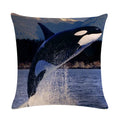 Whale Print Linen Pillowcase for Home and Office Decor by Axyaa