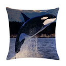 Whale Print Linen Pillowcase for Home and Office Decor by Axyaa