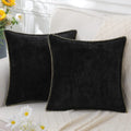 Luxury Blue Chenille Cushion Covers with Stitched Edge for Sofa Decor - Axyaa