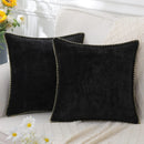 Luxury Blue Chenille Cushion Covers with Stitched Edge for Sofa Decor - Axyaa
