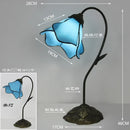 Axyaa Lotus Flower Tiffany Stained Glass Table Light Fixture, LED Bedroom Lamp