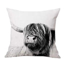 Axyaa Highland Cow Linen Pillow Cover - 45x45CM Home Sofa Throw Cushion for Bed & Car