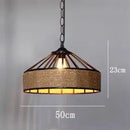 Axyaa Vintage Hemp Rope Iron Cage Chandelier - Industrial Wind Edison Bulb Pendant Lamp