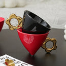 Axyaa Plum Triangle Ceramic Cone Cup - Stylish Coffee Mug for Home Decor