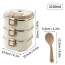 Axyaa Stainless Steel Stackable Square Lunch Box with Spoon, Large Capacity