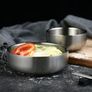 Axyaa Double-layer Stainless Steel Soup Bowl, Korean Noodle Rice Bowls Set