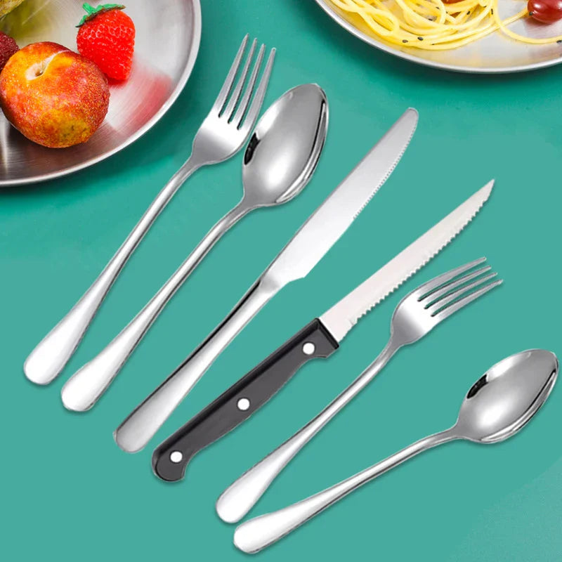 Axyaa 48-Piece Stainless Steel Tableware Set with Storage Box