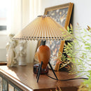 Axya Modern Wood Base Table Lamp with Pleats & LED Bulb