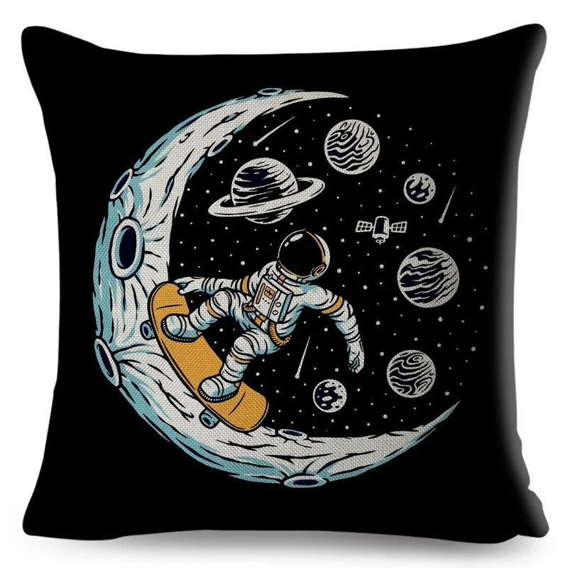 Axyaa Astronaut Sports Cushion: Fun Home Decor for Kids Room, Planet & Music Theme