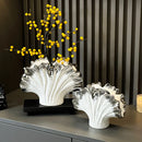 Axyaa Gradient Silver Shell Vase Leaf Shape Home Decor Vase