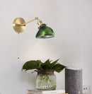 Axyaa Green Glass LED Wall Lamp Pull Chain Switch Vintage Wall Sconce