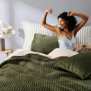 Axyaa Dark Green Velvet Stripe Stitch Queen Quilt
