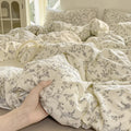 Axyaa Korean Floral Bedding Set 2025: Washed Cotton Duvet Cover, Girls Bedding Sheet Sets
