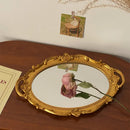 Axyaa Oval Decorative Plate Tray Mirror Jewelry Display Candy Makeup Organizer