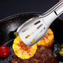 Axyaa Stainless Steel BBQ Tongs - Three Wire Clip for Meat & Salad