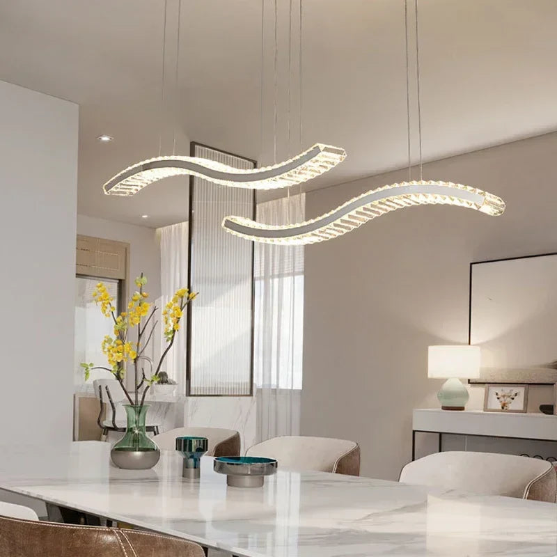 Axyaa Crystal Pendant LED Chandelier for Luxury Dining Room Decor