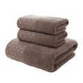 Axyaa 3-Piece Waffle Towel Set: 1 Bath, 2 Hand Towels - Cream