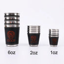 Axyaa Stainless Steel Wine Cups Set with Leather Case, Outdoor Camping Shot Hip Flask