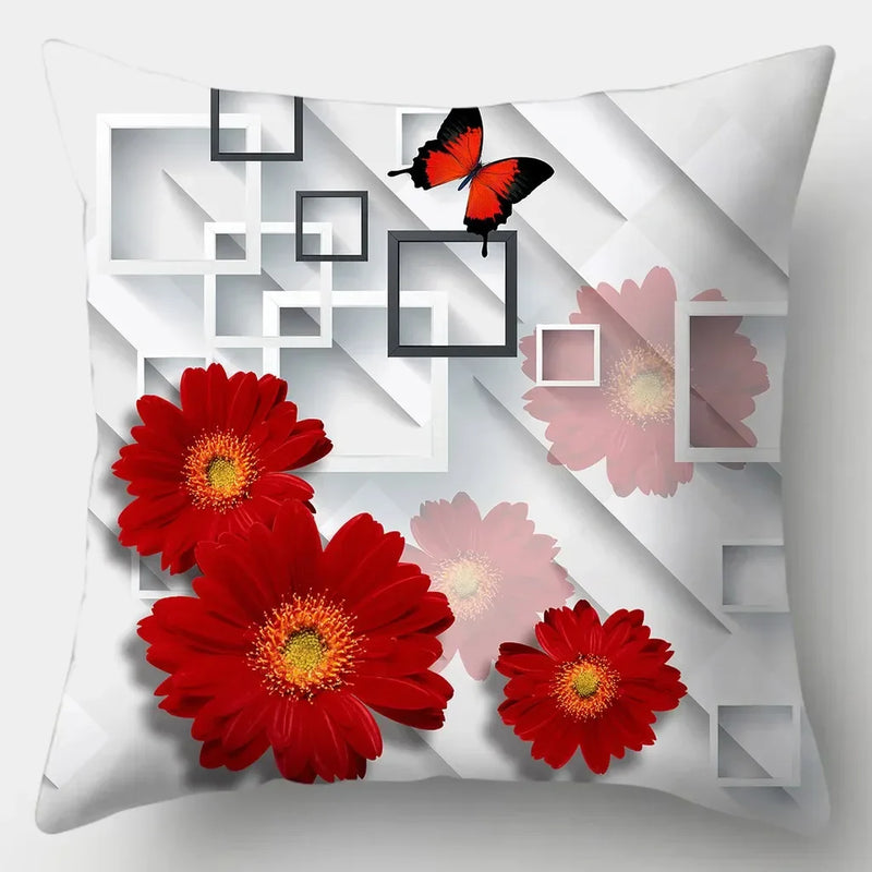 Axyaa Retro Flowers Pillowcase 45cmX45cm Square Sofa Cushion Cover