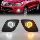 Axyaa LED Halogen Fog Lamps Daytime Running Lights for Toyota Hilux Revo 2015-2019