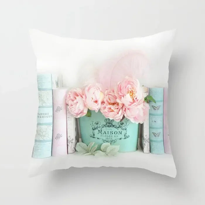 Axyaa Retro Floral Rose Print Pillowcase for Farmhouse Decor 45*45cm
