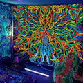 Axyaa Black Light Tapestry UV Reactive Wall Hanging Psychedelic Decor