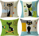Axyaa Linen Cat Pillowcase 45x45 - Home Decor Cover for Sofa Bed