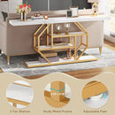 Axyaa 70.9" Gold Console Table with Storage - Modern 4 Tier Sofa Table