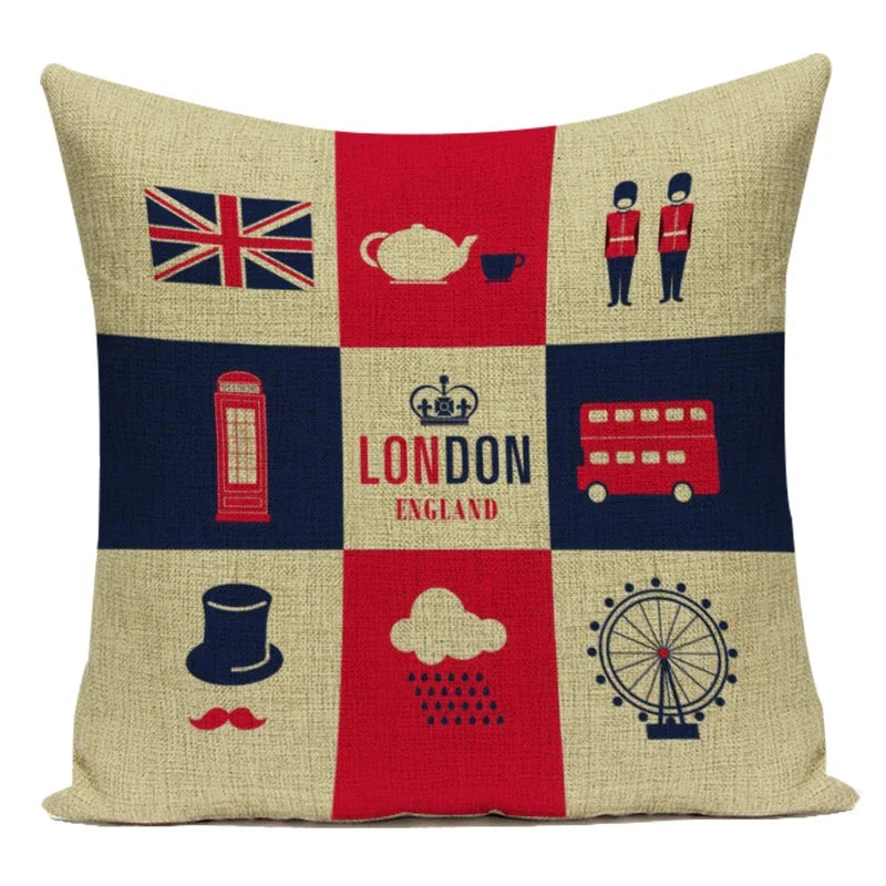 Axyaa British Flag Soldiers Pillow Cover - London England Theme