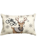 Axyaa Christmas Snowman Reindeer Pillow Case - Winter Holiday Striped Cushion Cover