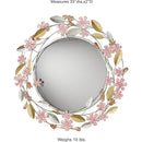 Axyaa Pink Wildflower Round Floral Wall Mirror 33" Diameter