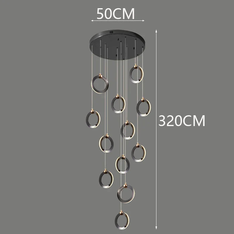 Axyaa Staircase Chandeliers: Modern LED Pendant Light Lamps for Living Room