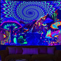 Axyaa UV Mushroom Mandala Tapestry for Home & Bedroom - Psychedelic Aesthetic Room Decor