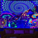 Axyaa UV Mushroom Mandala Tapestry for Home & Bedroom - Psychedelic Aesthetic Room Decor