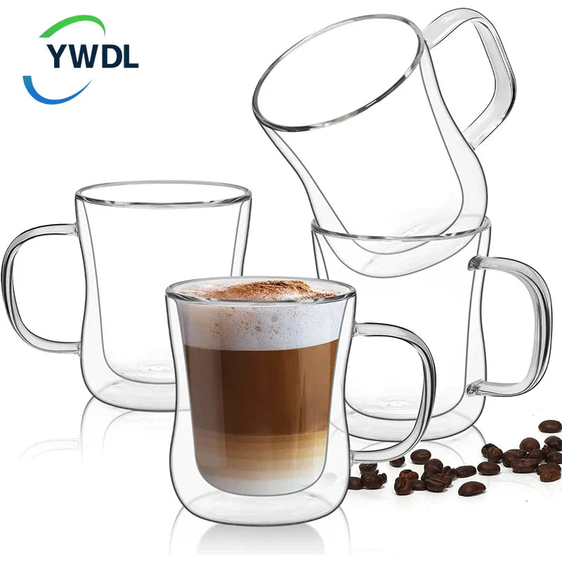 Axya Double Wall Glass Espresso Cups Set for Hot/Cold Drinks