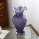 Axyaa Gradient Glass Vase with Artificial Flowers for Desk Decoration