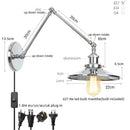 Axyaa Industrial Lens Vintage Loft Wall Lamp with Swing Arms and Pull Chain Switch