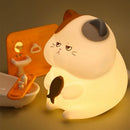 Axyaa Silicone Cat Night Light Lamp - Rechargeable Touch Patting Fun Decor