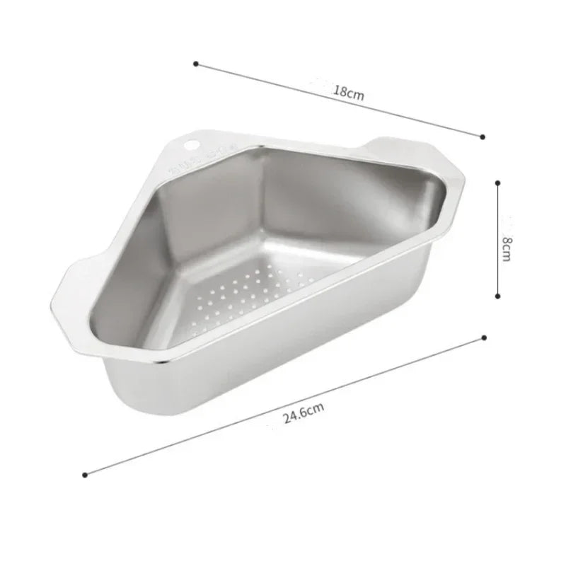 Axyaa Stainless Steel Triangle Sink Drain Basket Food Debris Filter Rack