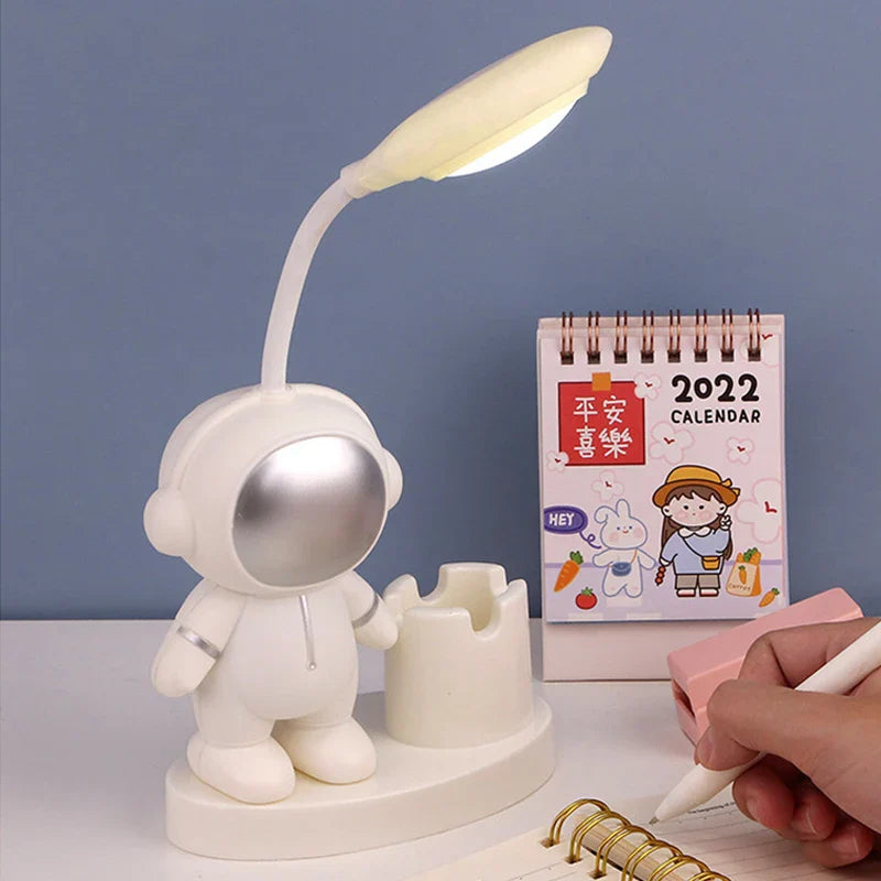 Axya Cute Astronaut Desk Lamp: Flexible LED, Color Adjust, Pencil Sharpener