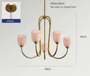 Axyaa pink & white glass pendant light with multiple lamp heads for French living room and bedroom.