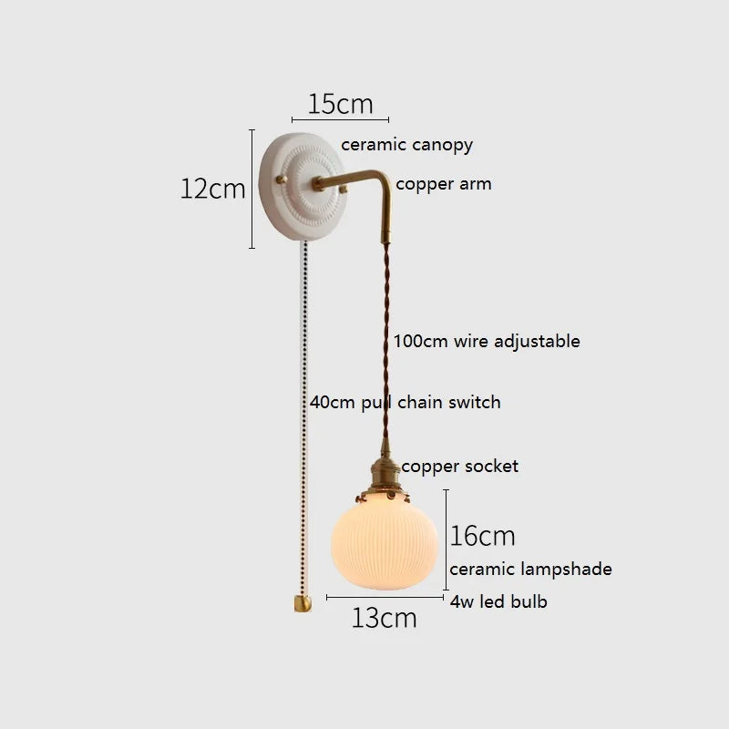 Axyaa White Glass LED Wall Lights with Copper Arm Socket, Up Down Lighting