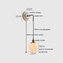 Axyaa White Glass LED Wall Lights Up Down Copper Arm Bedroom Living Room lamp