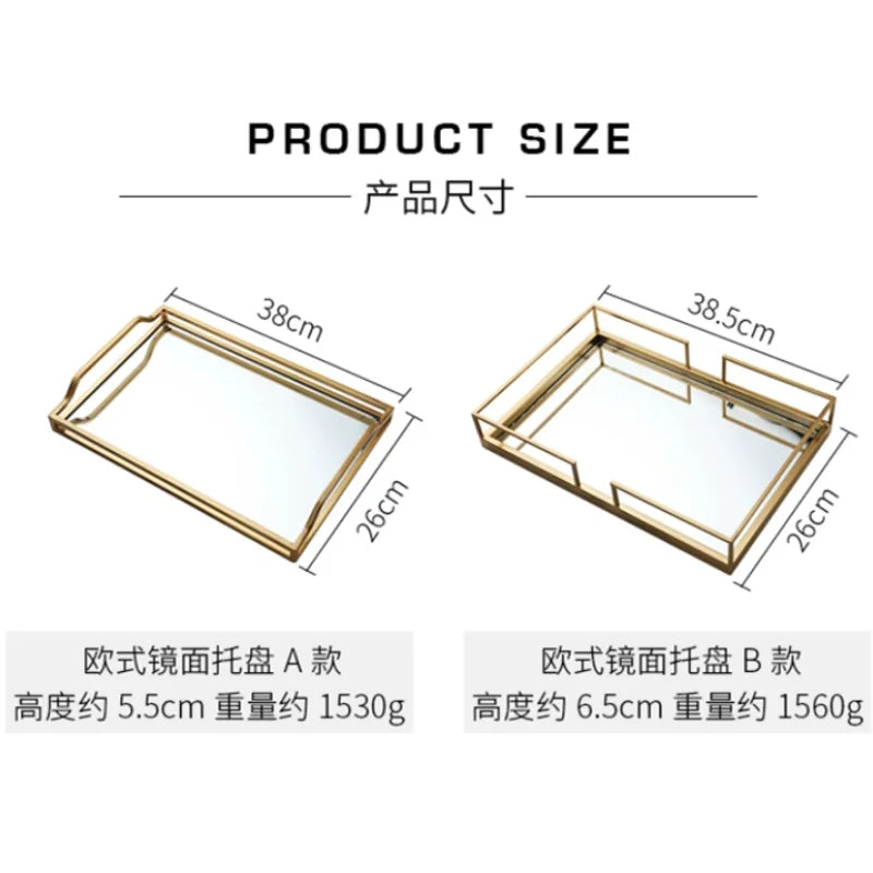 Axya Golden Metal Mirror Tray for Home Decor & Organization