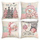 Axyaa Snowman & Santa Pillows Pattern Cushion Cover for Sofa, Bedroom, Car