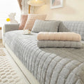Axyaa Flannel Sofa Cover Slipcover 1/2/3 Seat Non-Slip Pet Solid Color Thicken Armrest Towel
