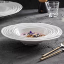 Axyaa Water Ripple Ceramic Soup Plate, Dessert Plate, Pasta Dish - Restaurant Tableware