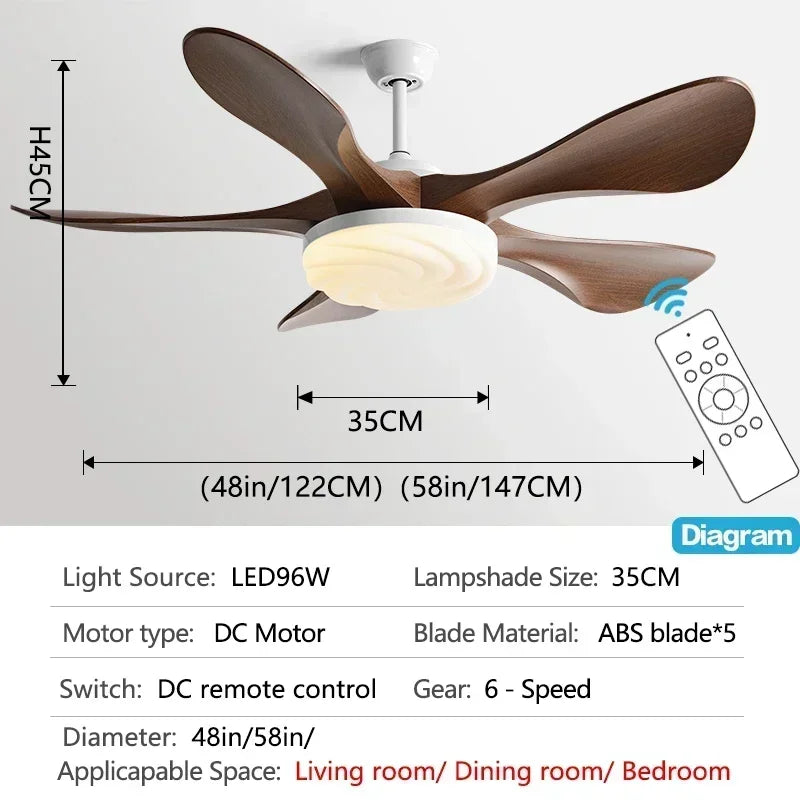 Axyaa 48-Inch Ceiling Fan with Remote Control and LED Light, Strong Winds, Mute Operation