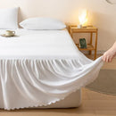 Axyaa Solid Color Bed Skirt with Elastic Band, Queen/King Size, Brushed Fabric